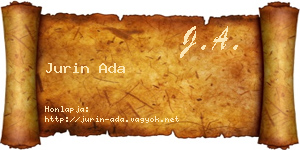 Jurin Ada névjegykártya